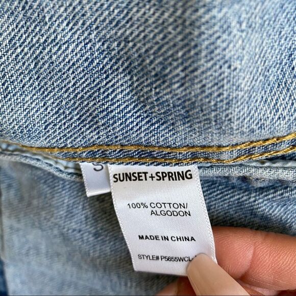 Sunset + Spring Ruffle Trim Blue Denim Jacket S - Picture 12 of 13